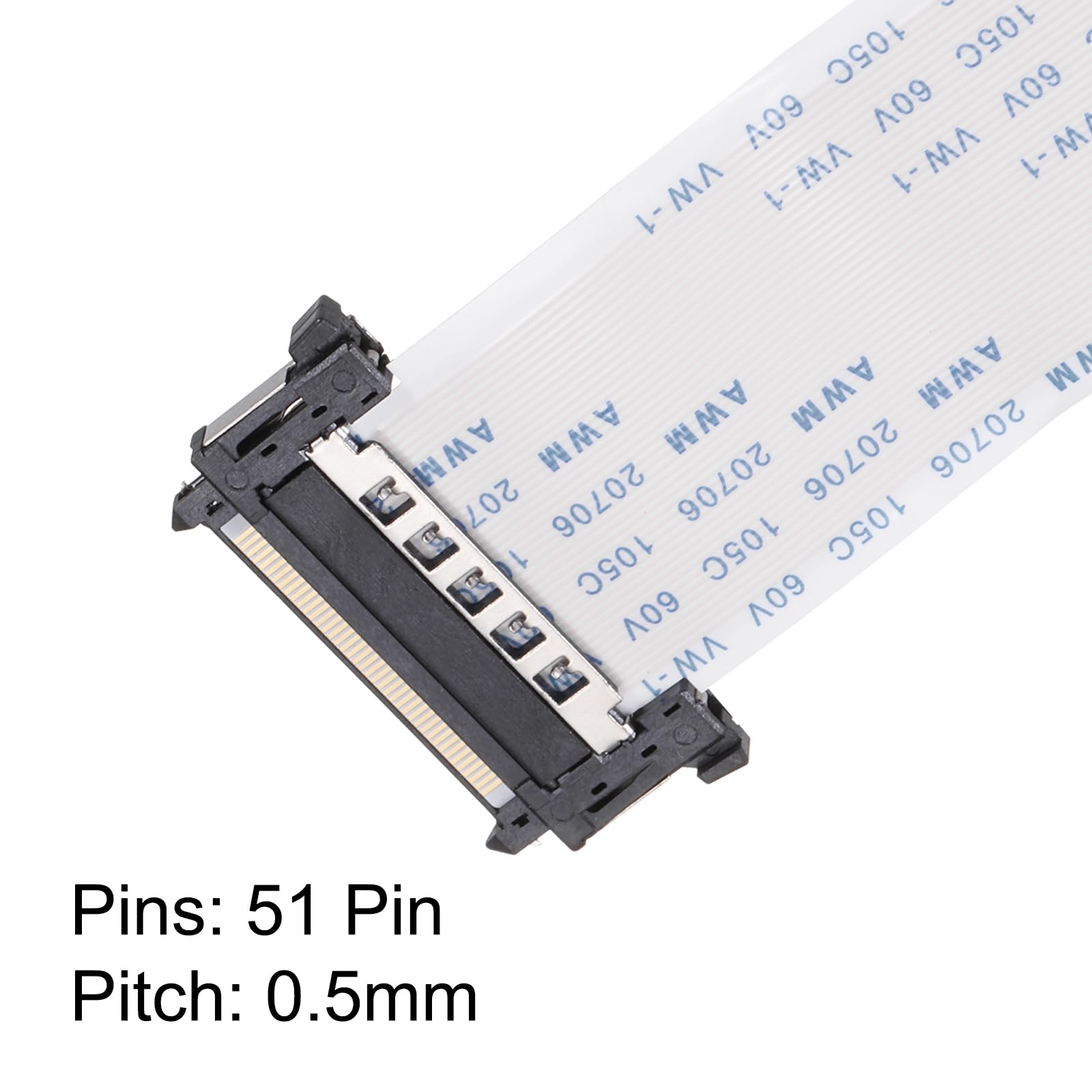 QUARKZMAN FFC FPC kabel 0,5 mm Pitch 51 pin 150 mm elastyczny płaski kabel do ekranu LCD, 2 sztuki
