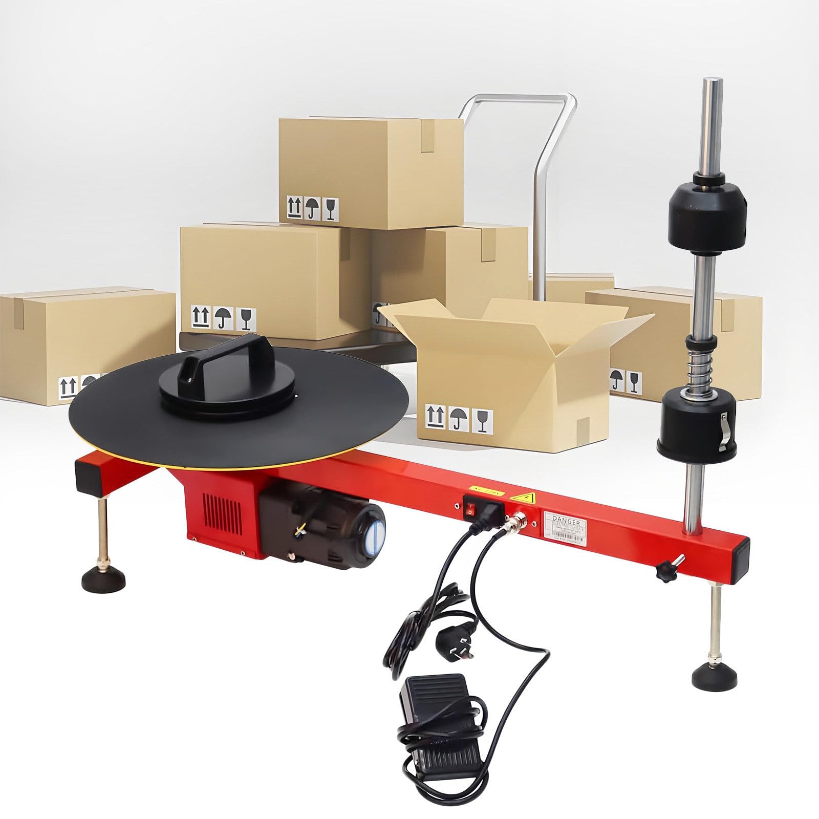 Envolvedora eléctrica de film estirable de sobremesa,Envolvedora eléctrica de film estirable,Dispensador de film transparente para rollos de film estirable de hasta 70cm,Mesa giratoria de 40cm