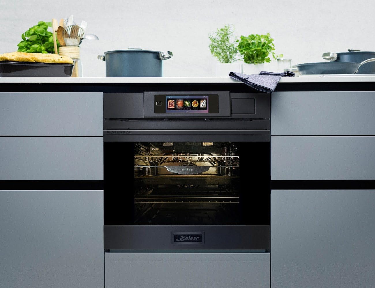 Kaiser Backofen-Set autark EH 6341+KCT 6110 FI Herd Set • XXL Elektro-Dampfbackofen 29 Heizfunktionen inkl. AirFry, Sous-vide, Dampf & Grill + Induktionskochfeld 60 cm Flex, Booster, Anti Scratch