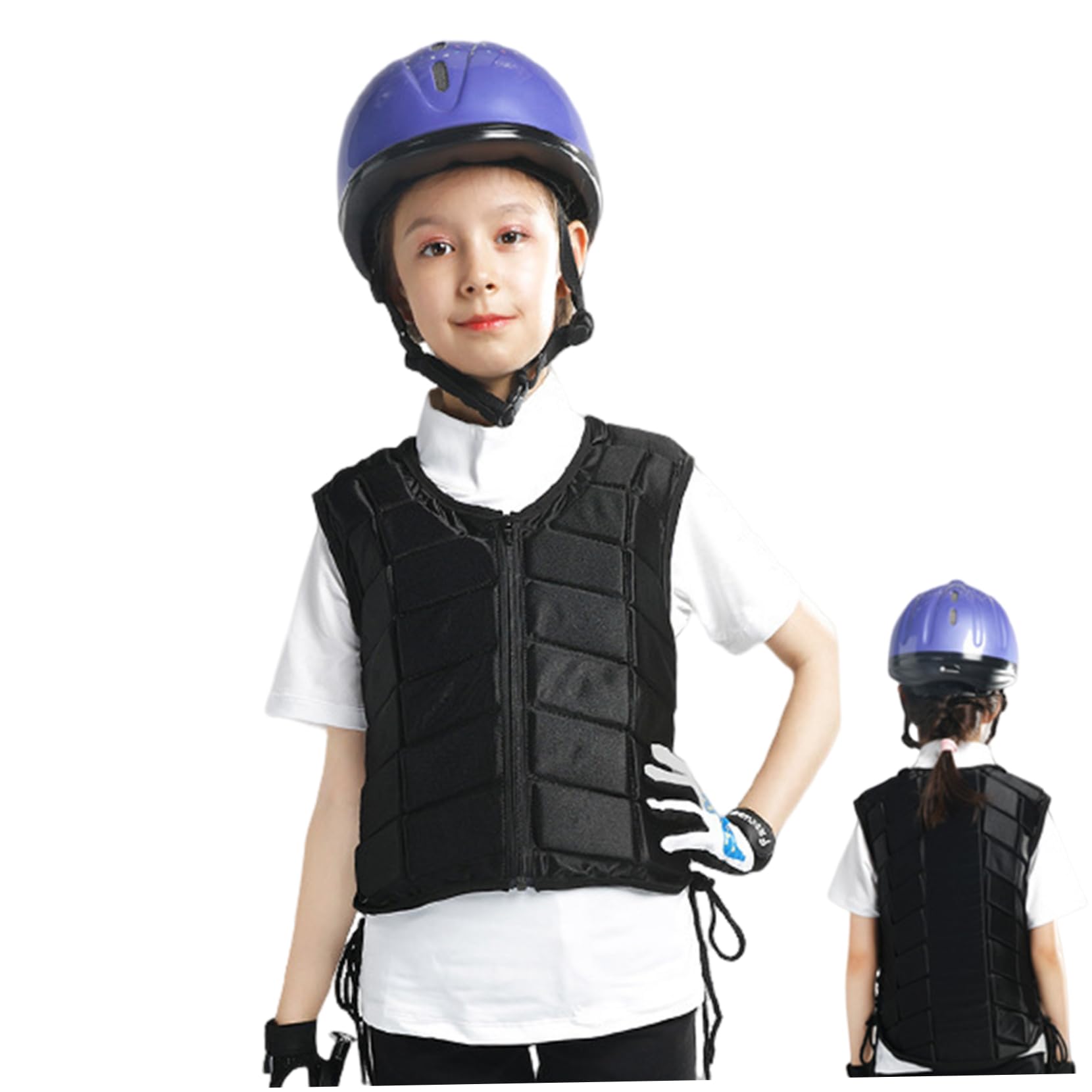 Jorzer Gilet d'équitation avec Fermeture éclair, Gilet de Protection Antichoc, Sangle réglable, d'équitation Doux et Respirant pour Femmes, garçons, Filles et Enfants