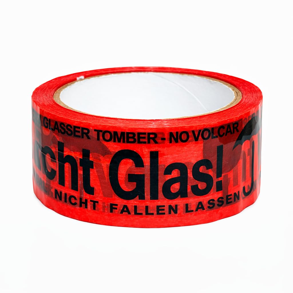 Bayli 72 Rollen Verpackungsband Vorsicht Glas 48mm x 66m – stark haftendes Klebeband für Logistik