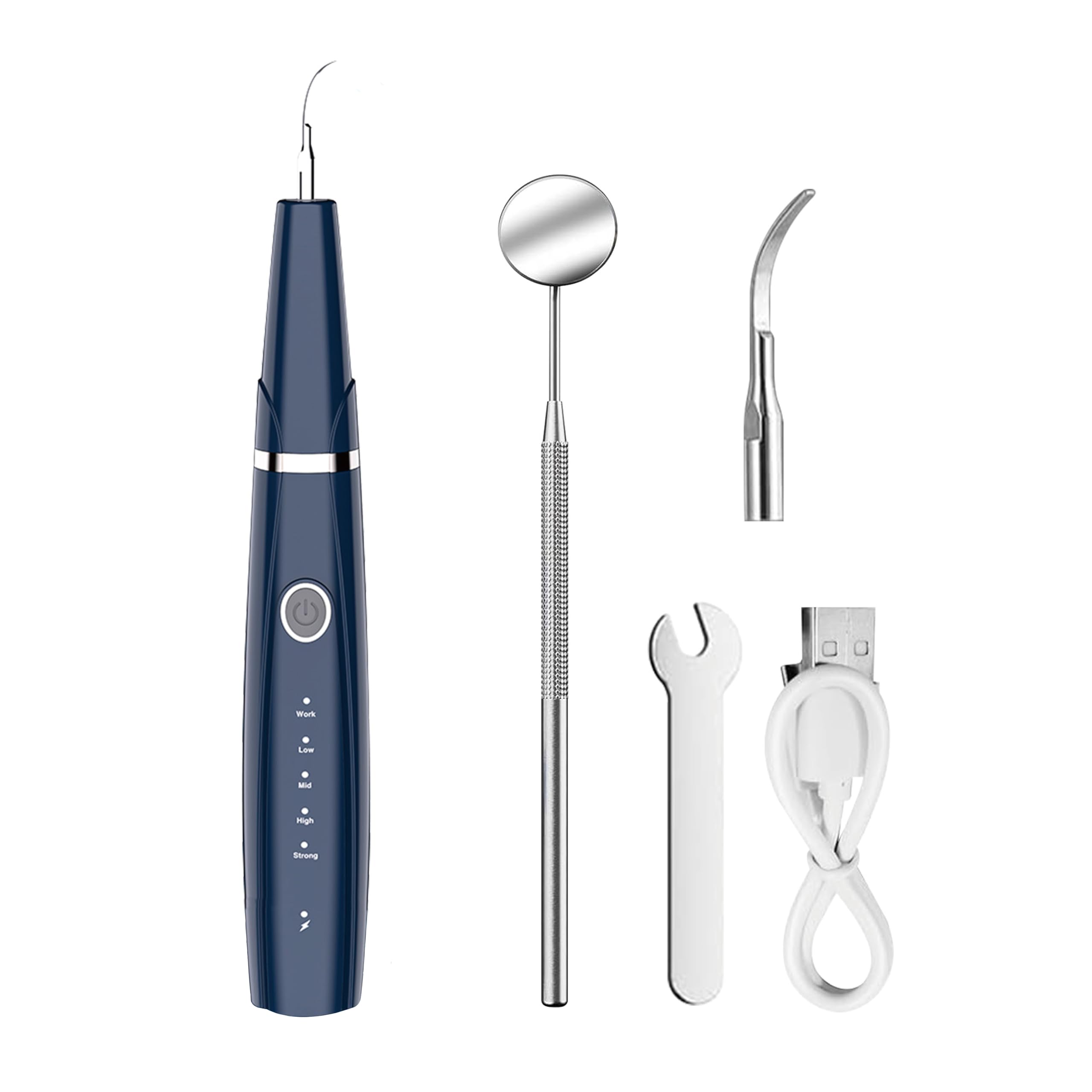 HOKIN Pulizia Denti Tartaro Ablatore Kit - Igiene Dentale per Placca e Tartaro Rimozione Sbiancamento Denti kit con specchietto dentista, per Cura Orale Domestico Rimozione, Placa (blu)