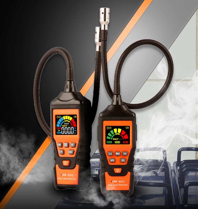 822C 822D lpg Gas Leak Detector Analyzer Combustible Flammable Natural Air Tester Visible Audible Alarm Smart Sensor(Victor 822C)-image-13