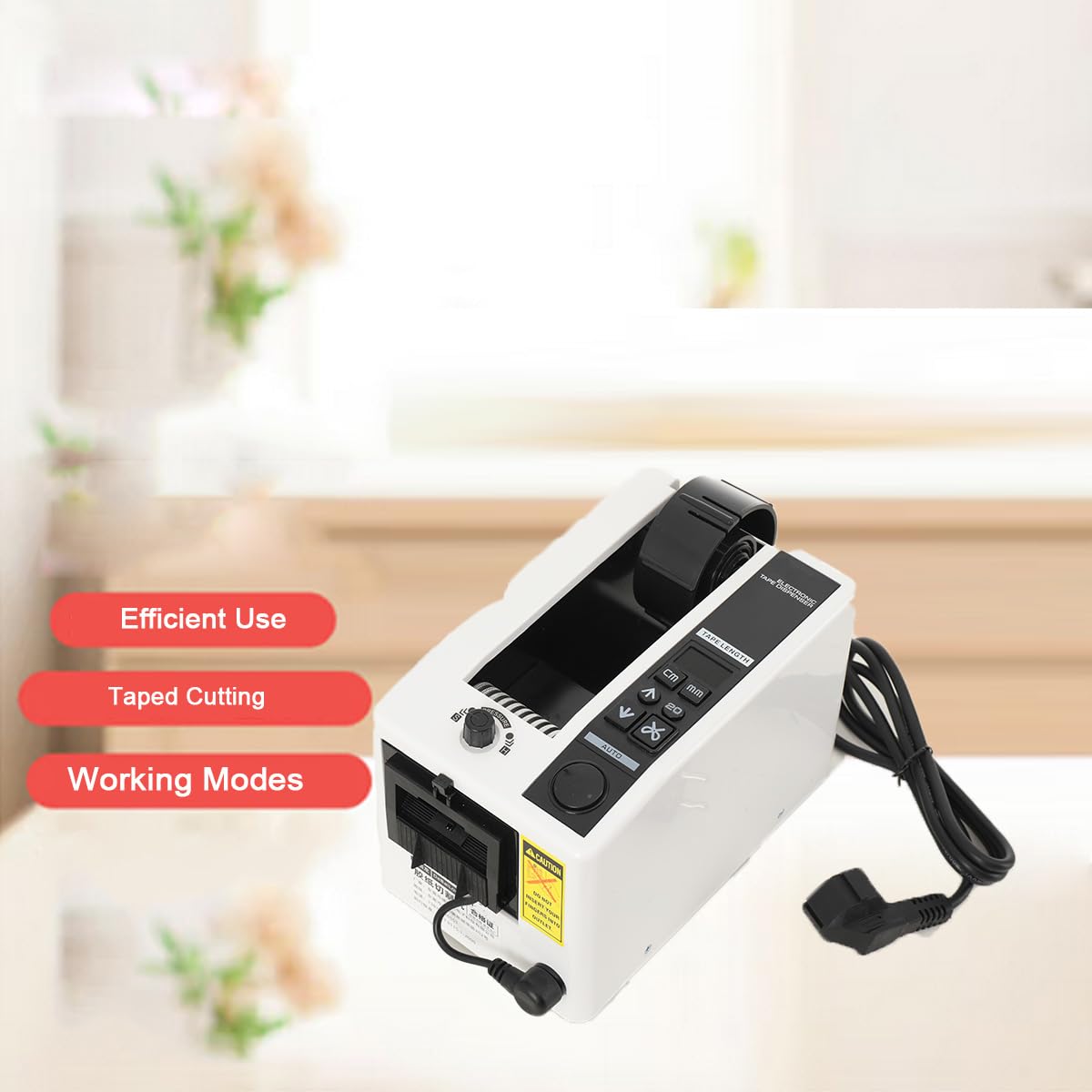 Klebebandabroller, 220V Paketbandabroller Tesafilm Abroller Einstellbare LäNge Von 20 Bis 999 Mm Paketklebeband Abroller Led-Bildschirmanzeige, Geeignet für 7 Bis 50 mm Breites Band