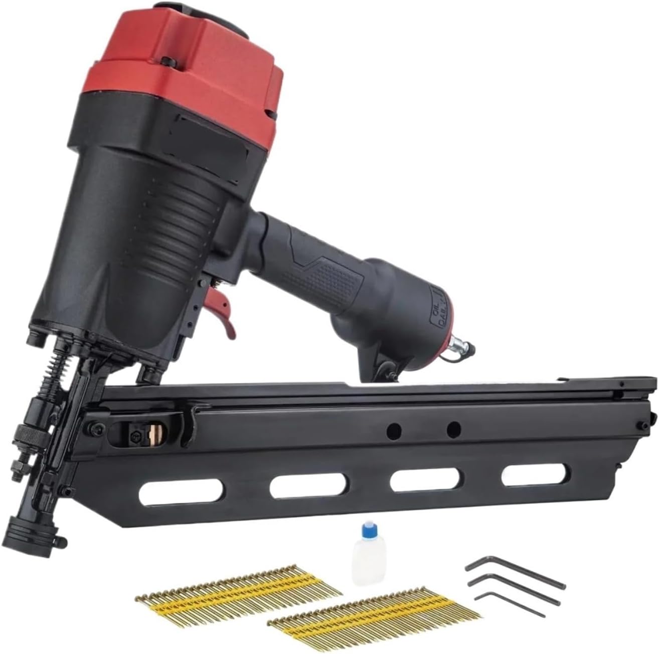 Professional Heavy Duty Stapler Pneumatic 21 Degree Framing Nailer with Nails (50 Count) Nail Gun Upholstery Tools