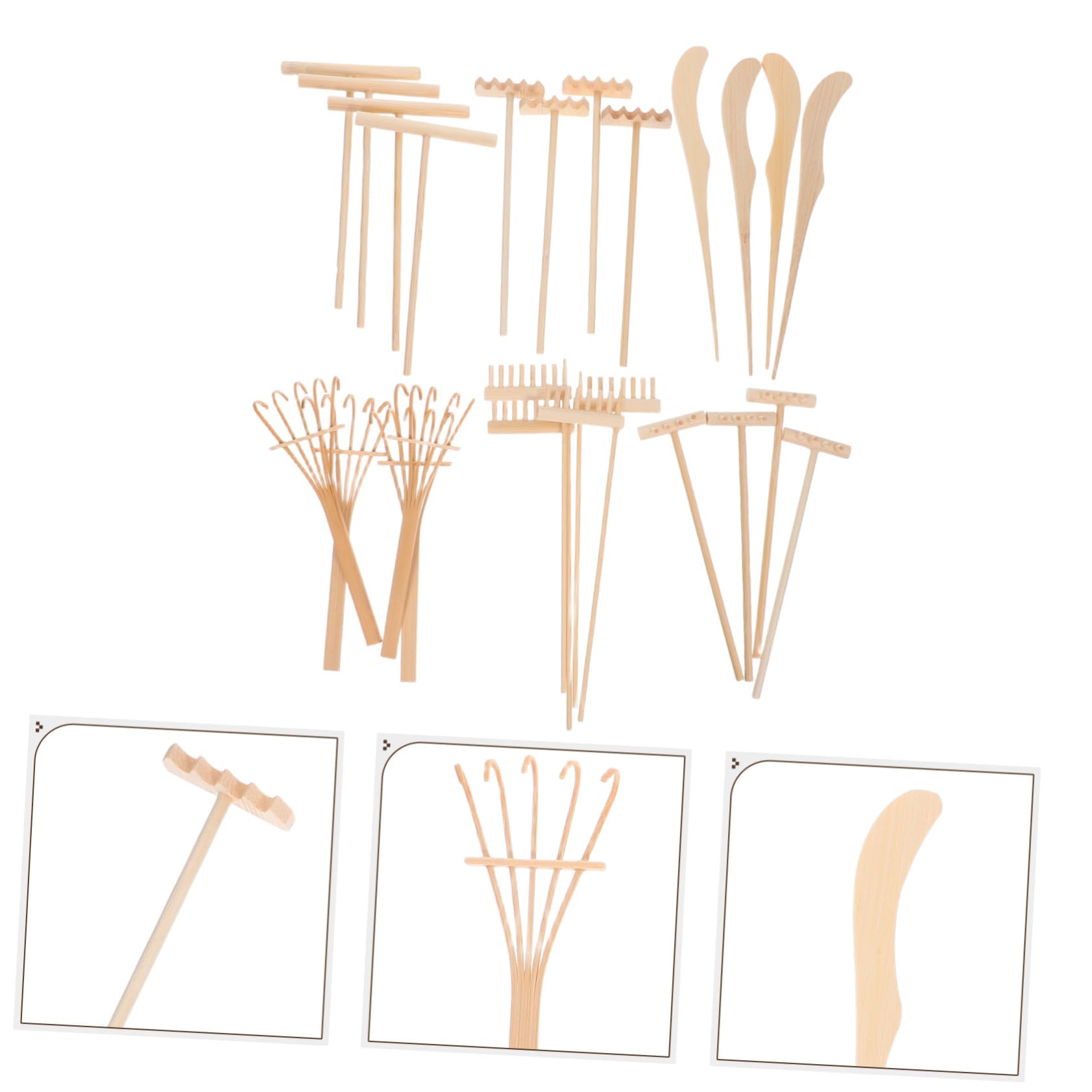 UKCOCO Herramientas De Rastrillo De Jardín Mini Zen Accesorios para Jardines De Miniatura Juego De Decoración Hogar Oficina para Meditación De Escritorio y Cuidado De Sustratos De Roca