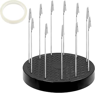 Glarks 14Pcs 360 Degree Rotation Model Painting Stand Base with 12Pcs Alligator Clip Sticks and 1Pack Transparent Insulated Tape for Airbrush Hobby Model Parts