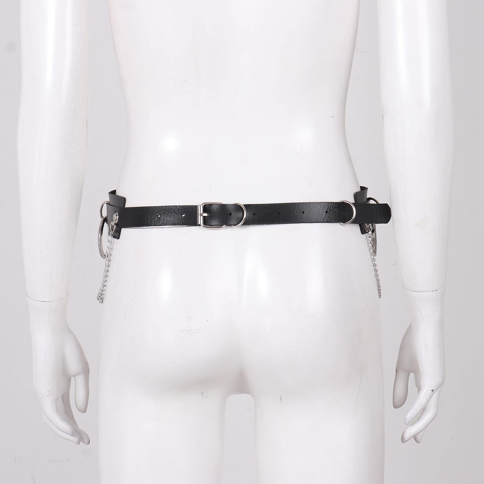 RWRAPS Unisex Taille Kette Gürtel PU Leder Körper Kette Gürtel Metall O-Ring Gürtel Nachtclub Party Gothic Schmuck Zubehör