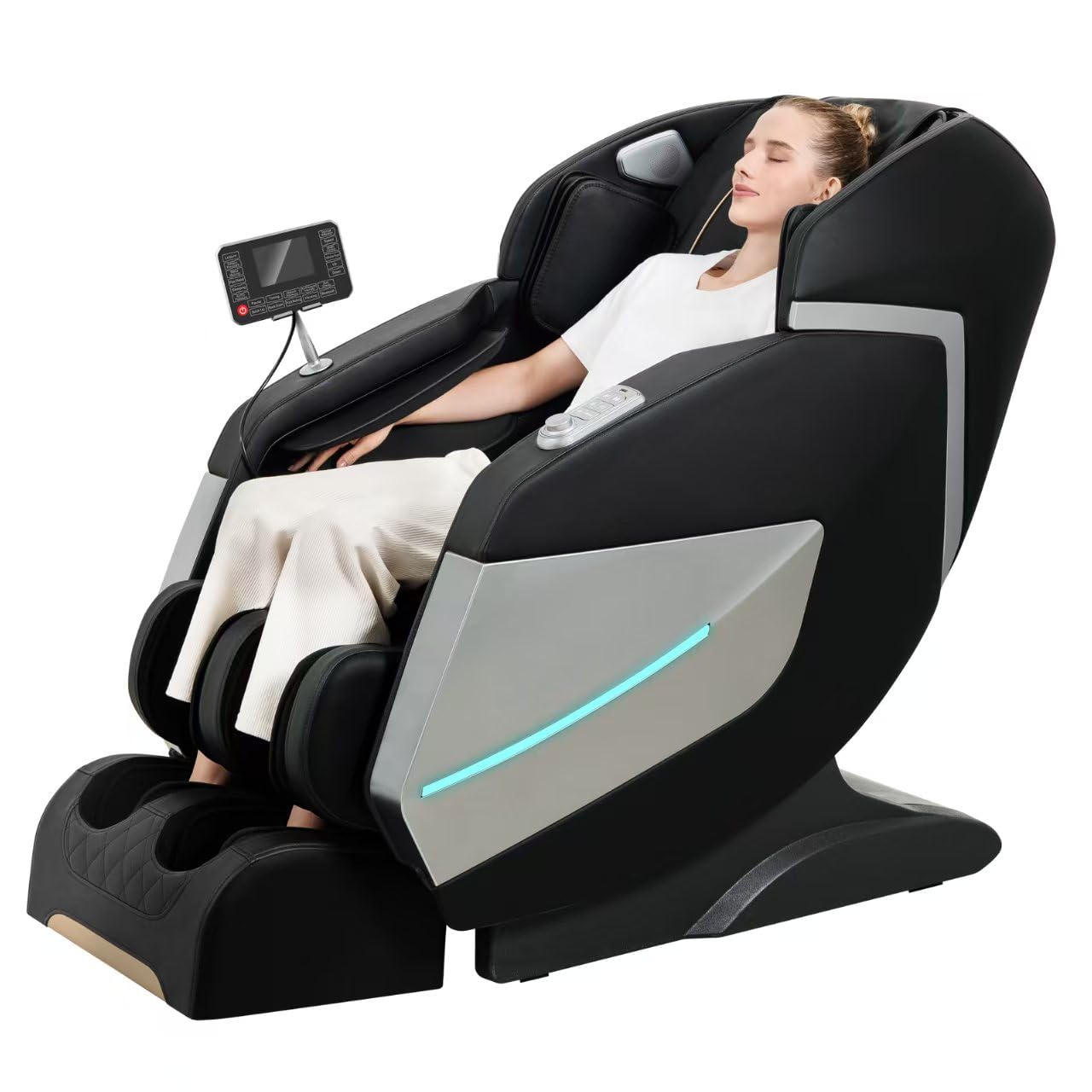 Fauteuil de Massage électrique Zero Gravity - Fauteuil de Massage Shiatsu inclinable avec roulettes pour Les Pieds - Système de Massage à l'air - Thérapie par la Chaleur intégrée