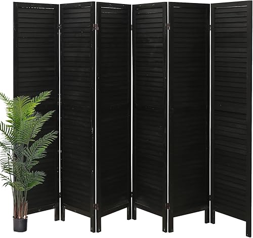 ECOMEX Divisores de habitación de 6 paneles, pantalla de privacidad, separadores de habitación de madera y pantallas de privacidad plegables,