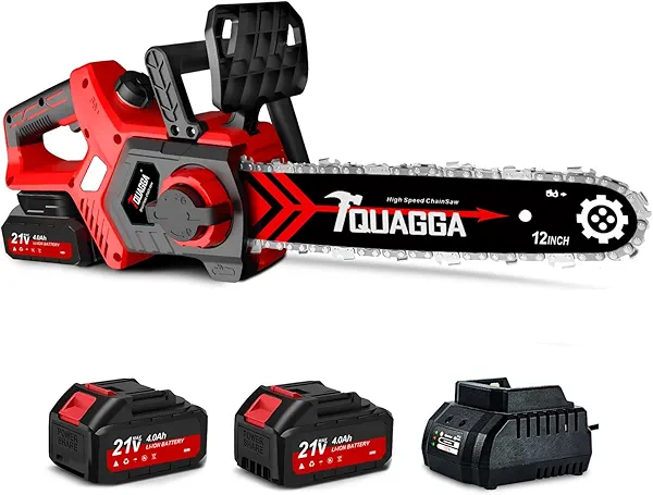 Tquagga 21V Cordless Power Chain Saw – Powerful Brushless Chainsaw for Wood Cutting, Tree Trimming & More! (Battery & Charger Included)
