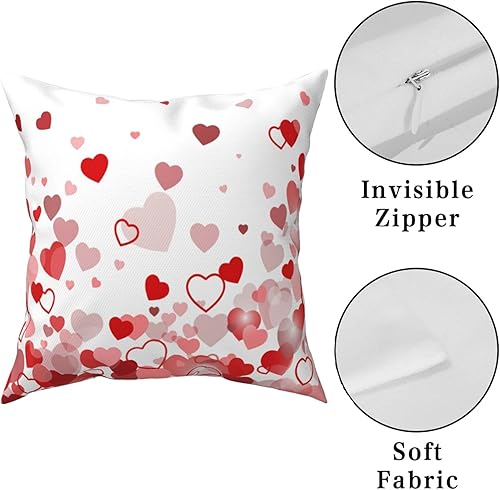 Miniatura 3 de Juego de 2 fundas de almohada de corazón para el día de San Valentín, fundas de almohada de corazones de amor de 18 x 18 pulgadas, funda de almohada
