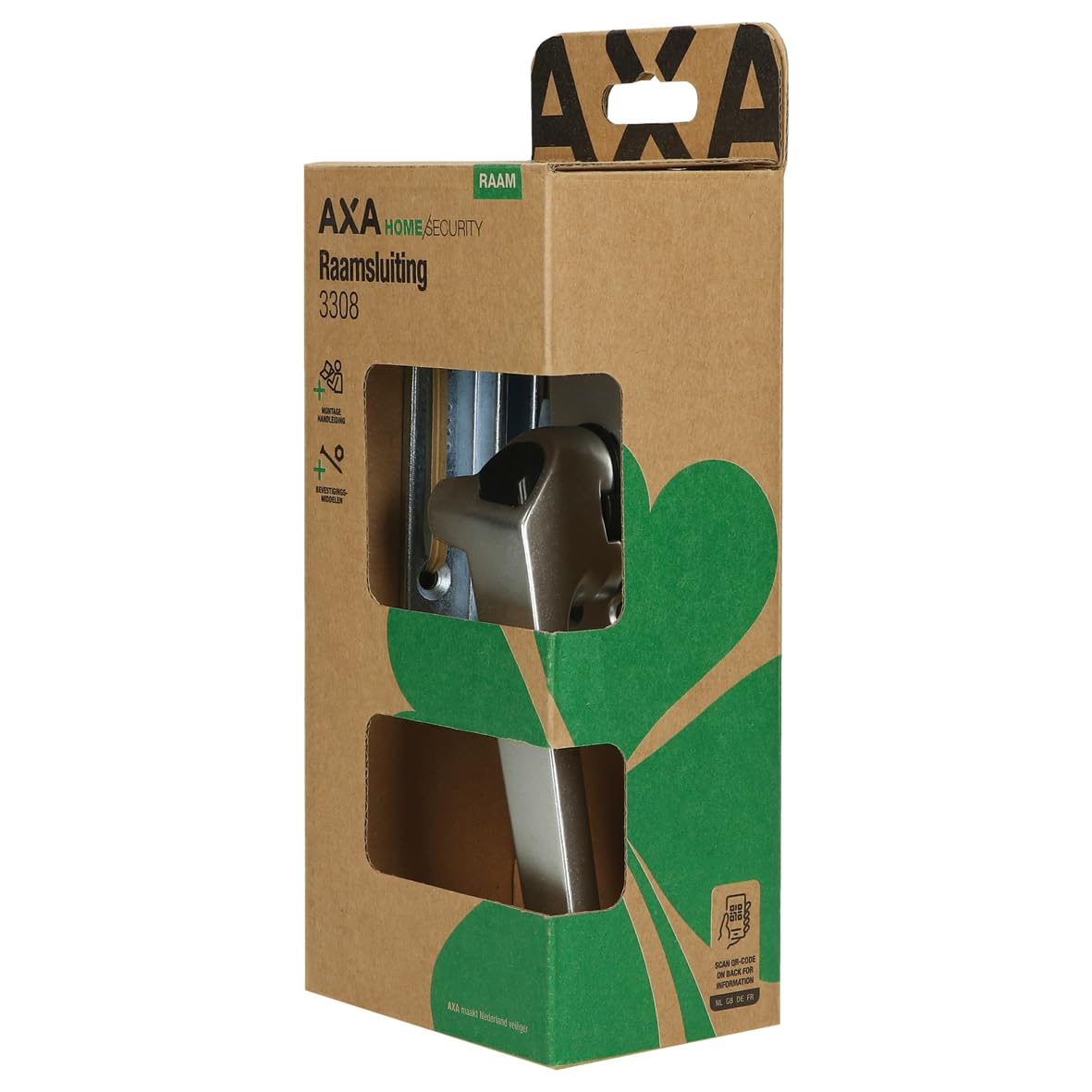AXA Fenstergriffe 2er set - 3308 - Fenstersicherung - Rechts drehend | abschließbar mit Knopf, Aluminium