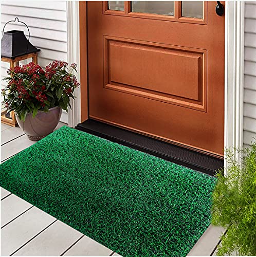 Image of PVC Cushion Foot mat Dirt Rub Thick Mesh Main Entrance Doormat with Anti-Slip Rubber Backing for Home Bathroom Offices Restaurants Hospitals Shops (2 X 14 Feet, Green Black)