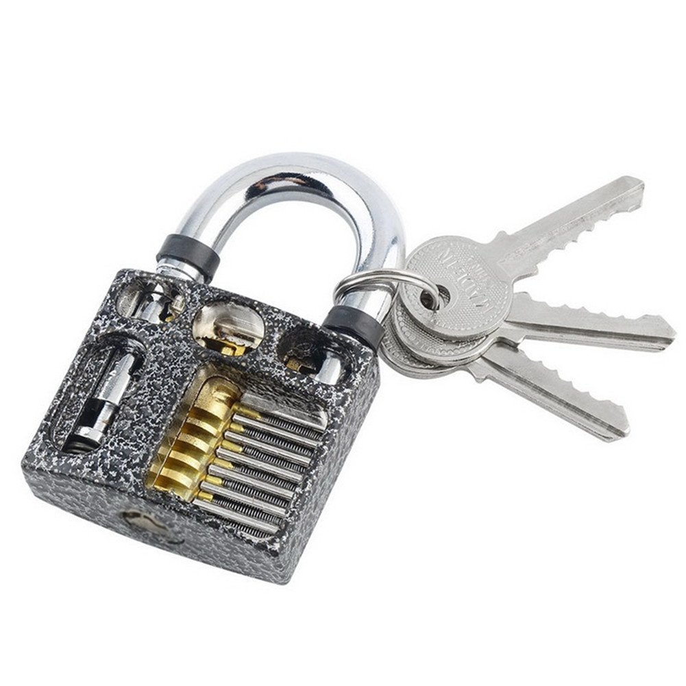 GS Professional Cutaway Inside Visible Practice Padlocks Locksmith Skill Training Lock with 3 Keys