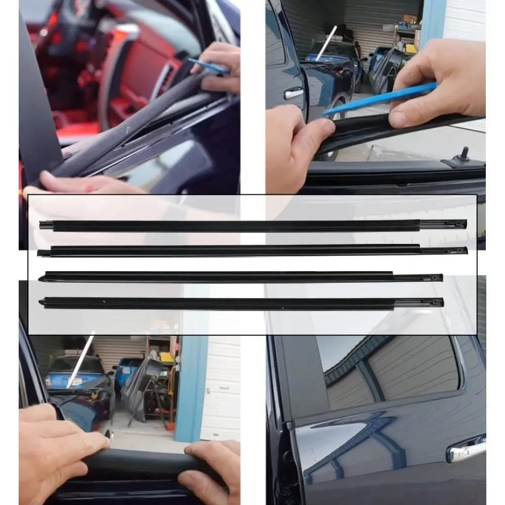 Guarnizione in gomma 55112376AH 55112377AH 55372138AH 55372139AH 4 Pezzi Guarnizione Cinghia Esterna Portiera Per Dodge Per Ram 1500 2500 3500 4500 5500 2009-2021 Striscia Protettiva Vetri Vetro