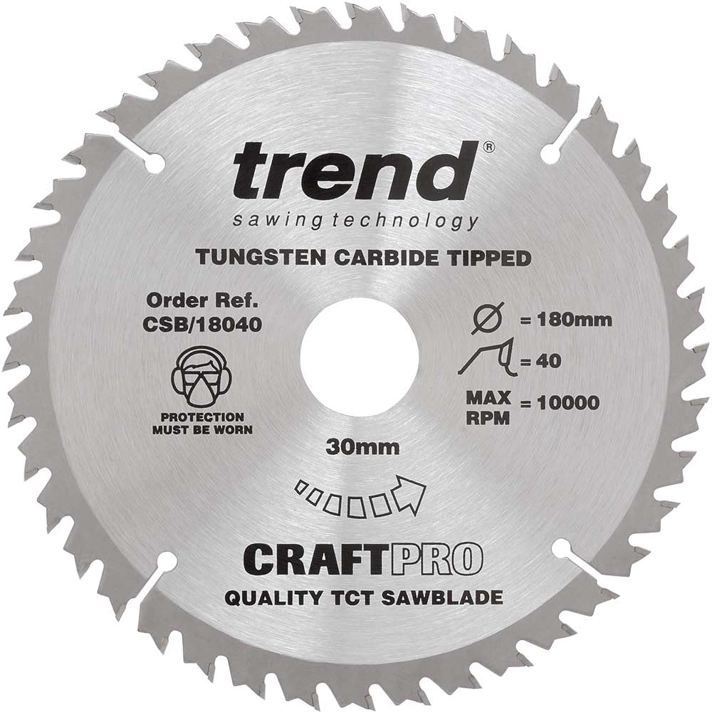 Trend Tungsten Carbide Tipped Csb/18030 Craft Pro Combination Tct Circular Saw Blade, 180Mm X 30 Teeth X 30 Bore,