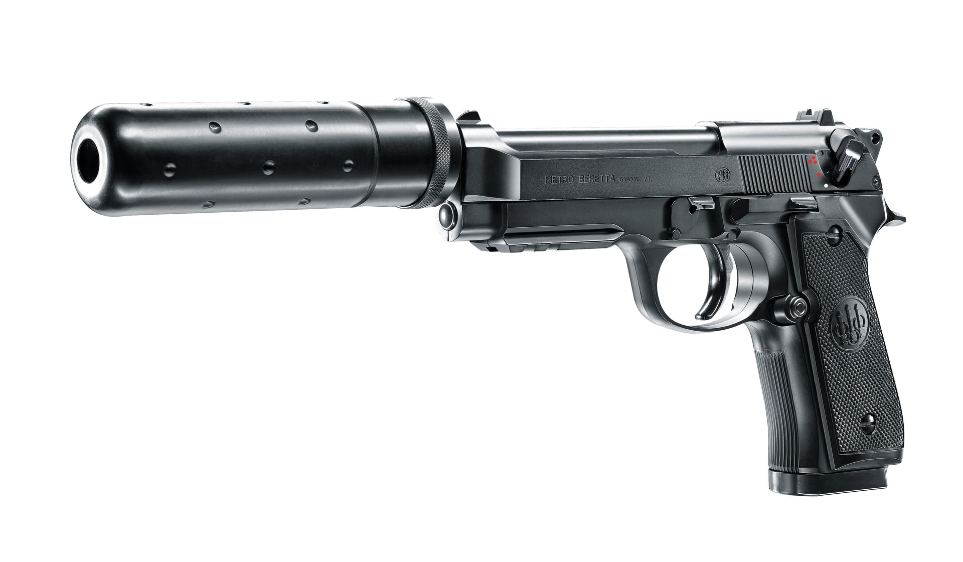 Beretta MOD. 92 A1 Tactical Airsoft Pistole - elektrische Airsoft Waffe mit 6 mm < 0,5J, inkl. Schalldämpfer-Attrappe & 100 BBS, Ladegerät beiliegend