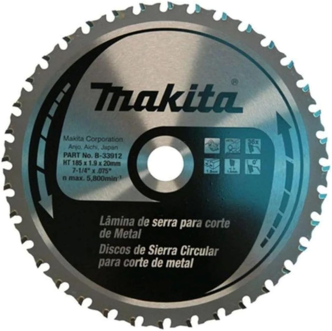 Makita A-96126 Aluminum 52T Carbide-Tipped Saw Blade, 5-7/8"
