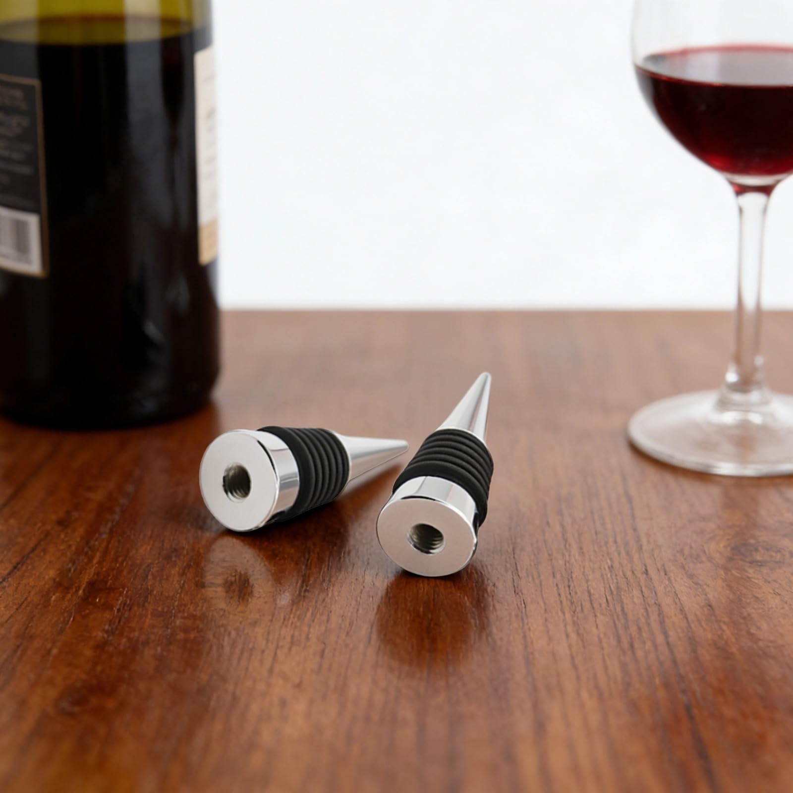 Lot de 20 Bases de Bouchon pour Bouteille de vin, Alliage et Silicone, filetages M8 et M10, Base perforée pour créations DIY, Bouchon Conique étanche, Finition argentée
