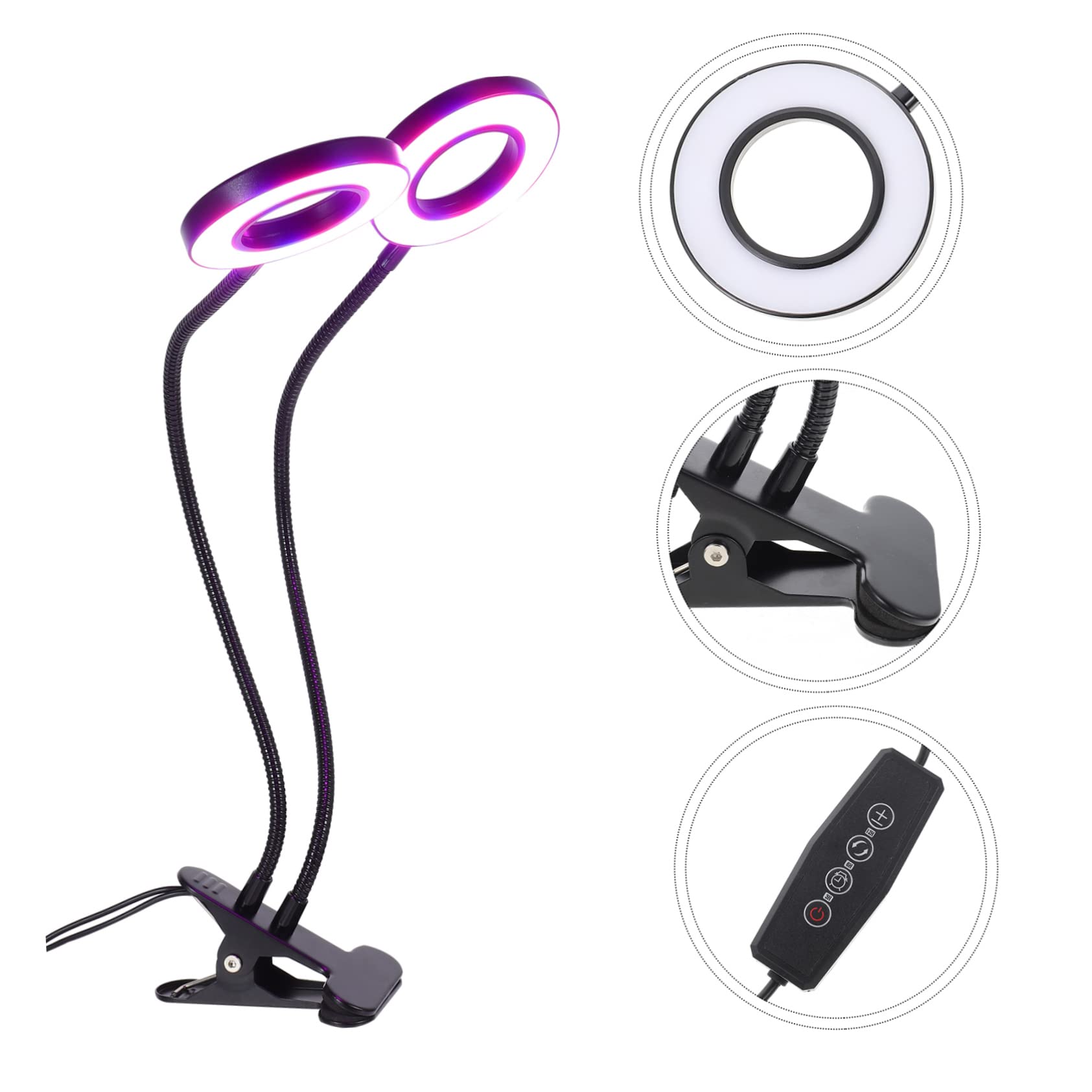 Uonlytech Luces Led Ajustables Para Plantas De Interior Luz De Crecimiento Para Cultivo Casero Lámpara De Pinza Para Plantas Cálido y Frío Función De Temporizador