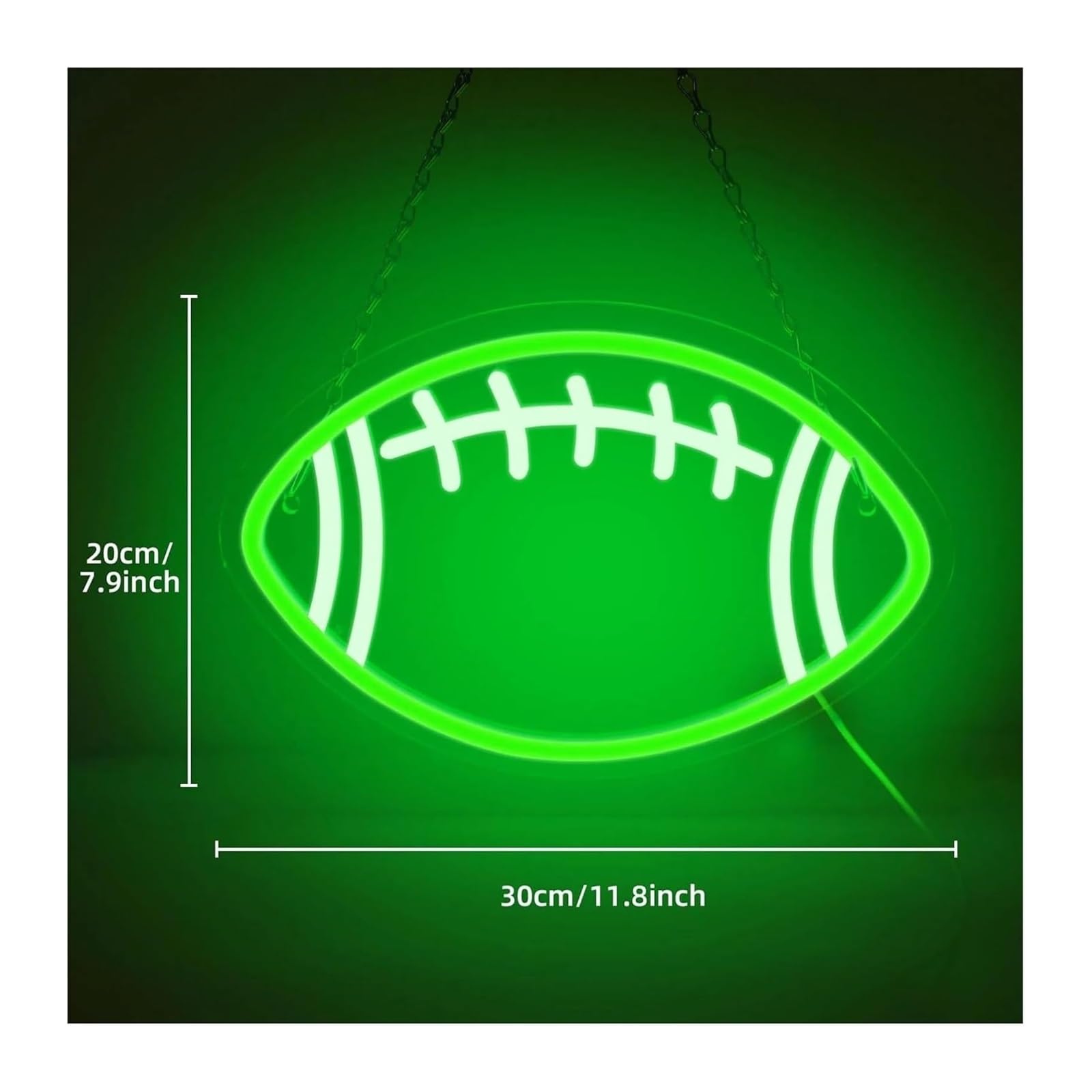 Generico Per insegne al neon Decorazione per feste Rugby per Forma di calcio LED(Verde)