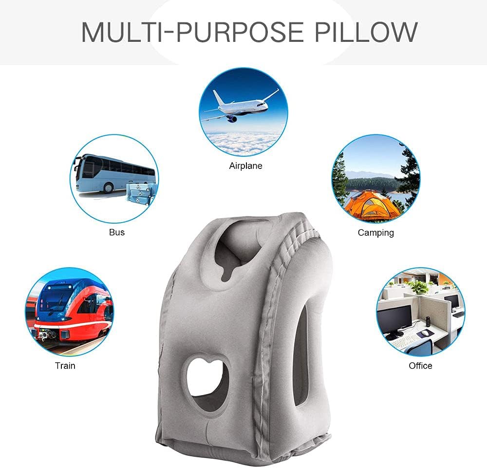 Inflatable Travel Pillows for Airplane, Blow Up Neck Pillow for Sleeping, Airplane Travel Essentials for Long Flight Support Head, Neck and Lumbar, Used for Car/Bus/Train/Office Rest, Adults Kids image 5