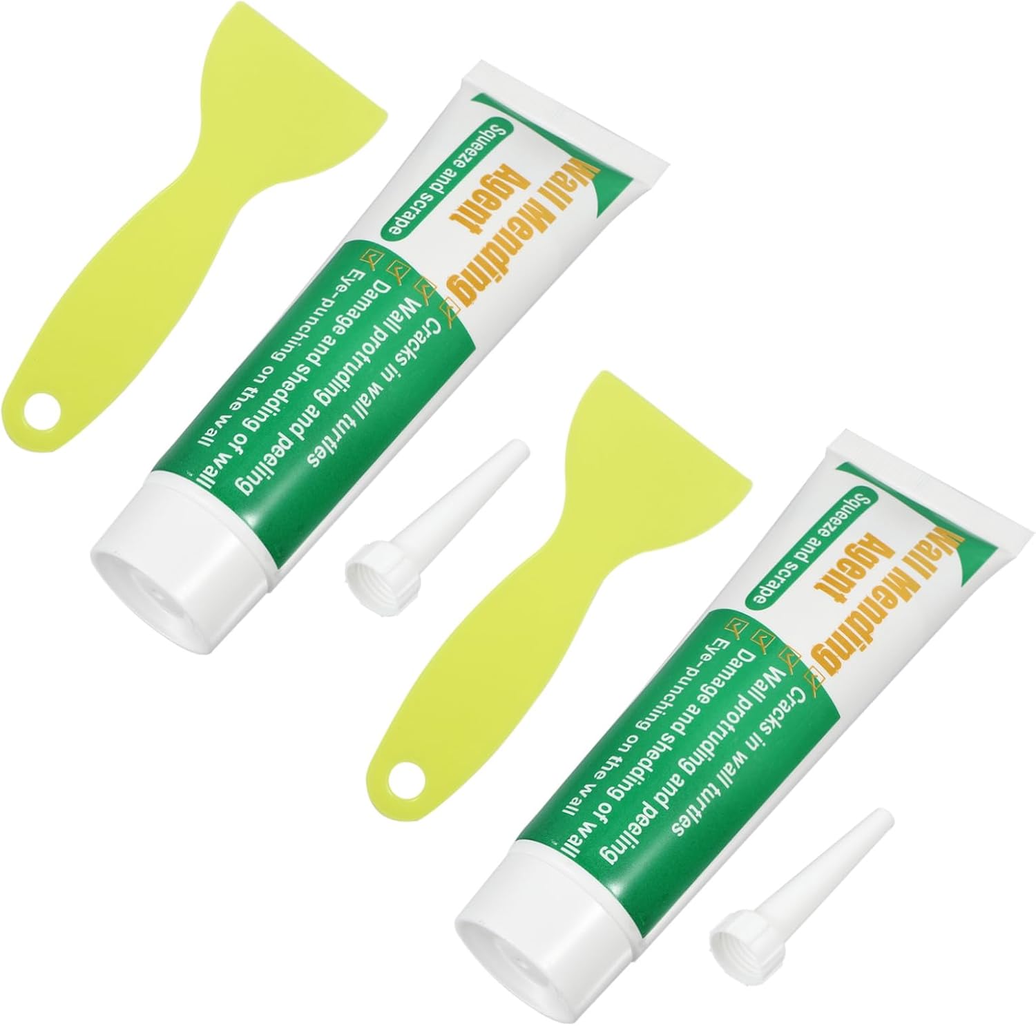 Safe Mend Wall Repair 2 Sets Repair Crack Repair Agent Wall Repair Scraper Wall Renovation Cream Self Adhesive Repair Paste Mending Ointment Wall Repair Paste with Scraper Set(Green,15.7X3CMx3pcs)