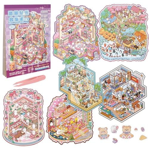 Vicloon Autocollants de Maison, 17 Animaux Feuilles DIY 3D Autocollants de Scène Miniature Thérapie de Scène Autocollant d’aménagement Paysager Effet...