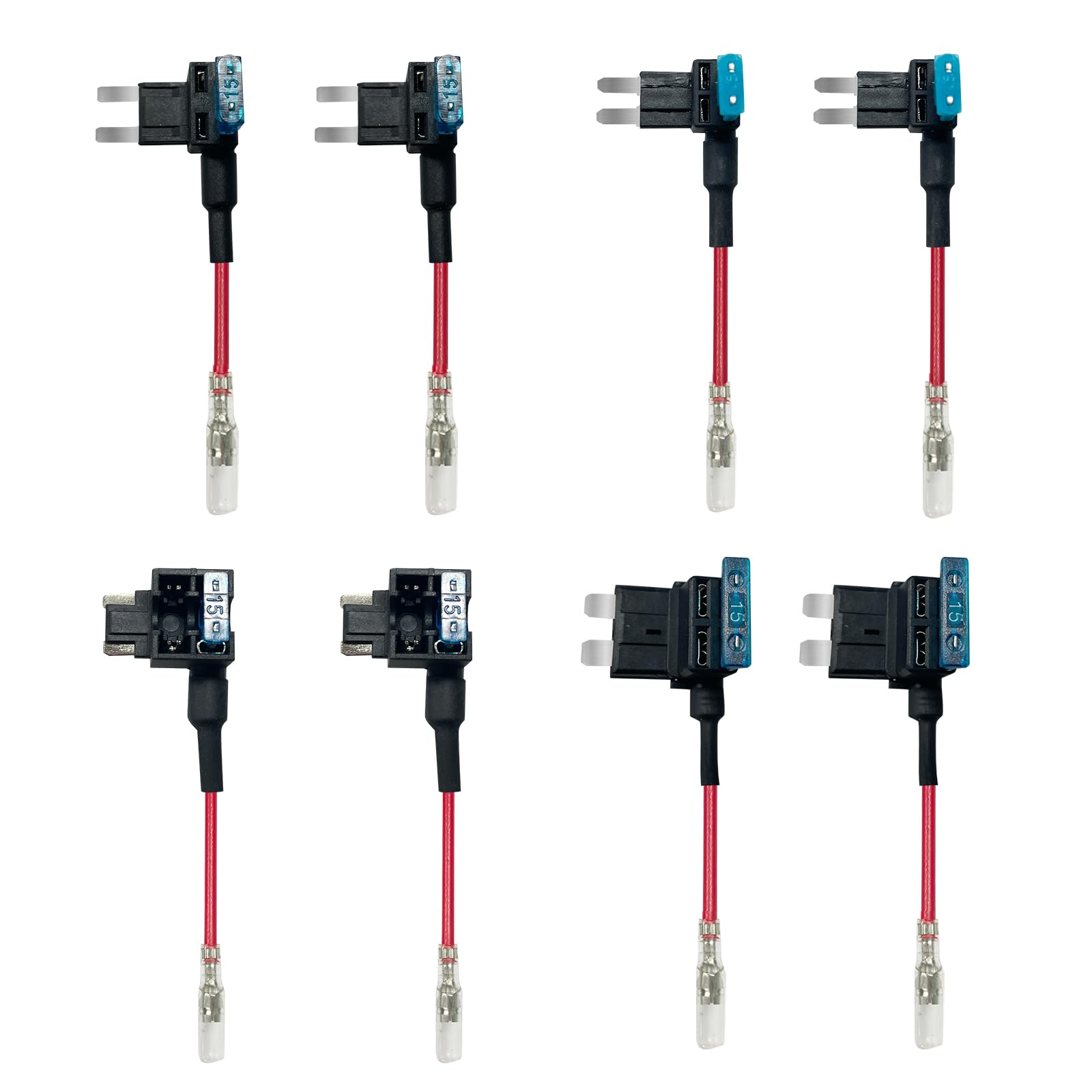 REDTIGER Dashcam Multi-Size Hardwire-Kit mit doppelter Kontrollleuchte, USB-C-Netzanschluss, inklusive 4 Arten von Sicherungs-Adaptern, 24-Stunden-Parküberwachung mit Niederspannungsschutz