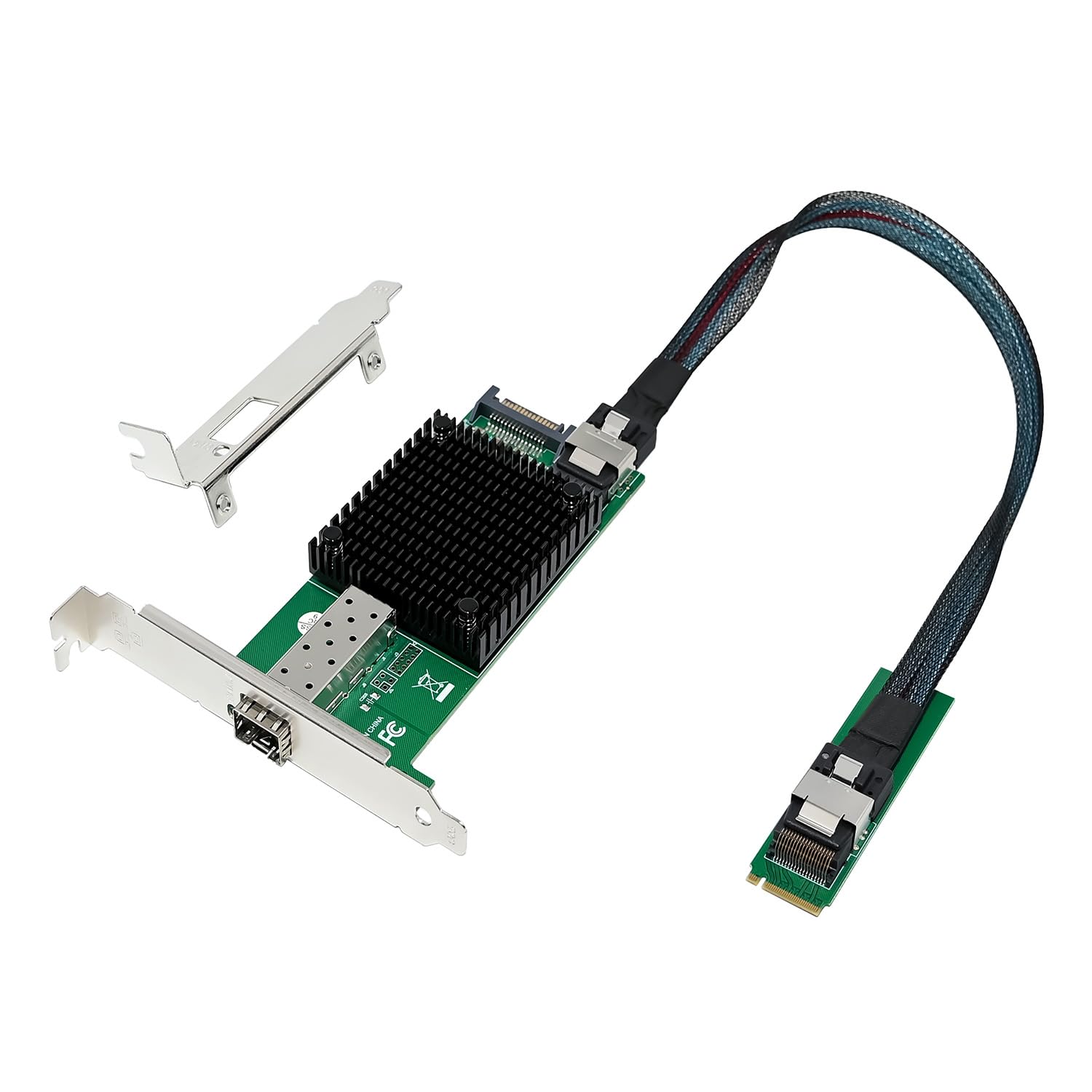 Scheda Netwrok M.2 NVMe (M Key SFP+ PCIe X4 con controller Intel 82599(X520-DA1), adattatore industriale da 10 GB RJ45 Ethernet NIC con cavo SFF-8087, supporto PXE&UEFI
