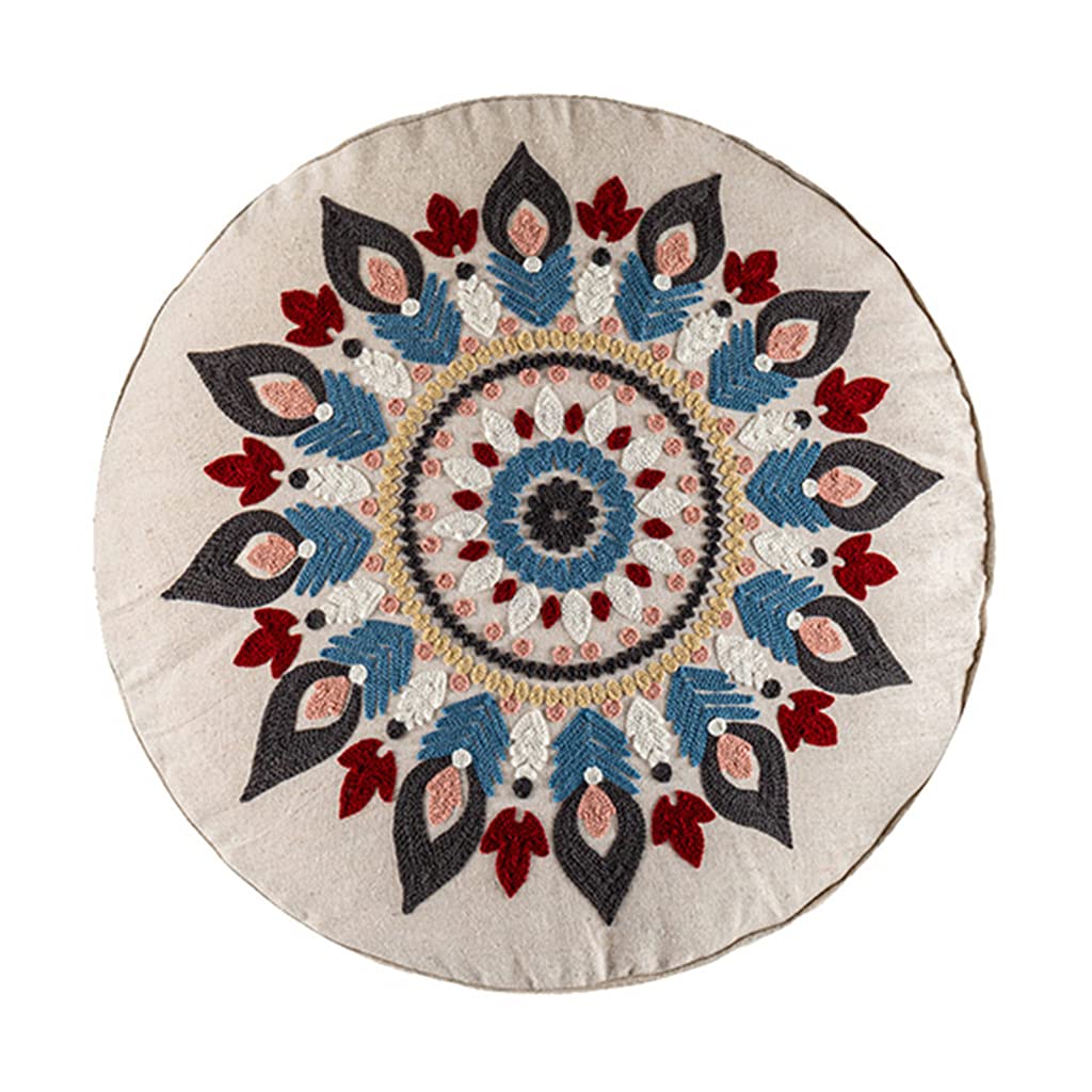 Lamala Ethnische Marokko Stil Runde Hippie Boden Kissen Für Fall Bohemian Multicolor Blumenmuster Stickerei Sitzpouf Kissenbezug Home Dekoration Pouf Abdeckung Runde Makramee