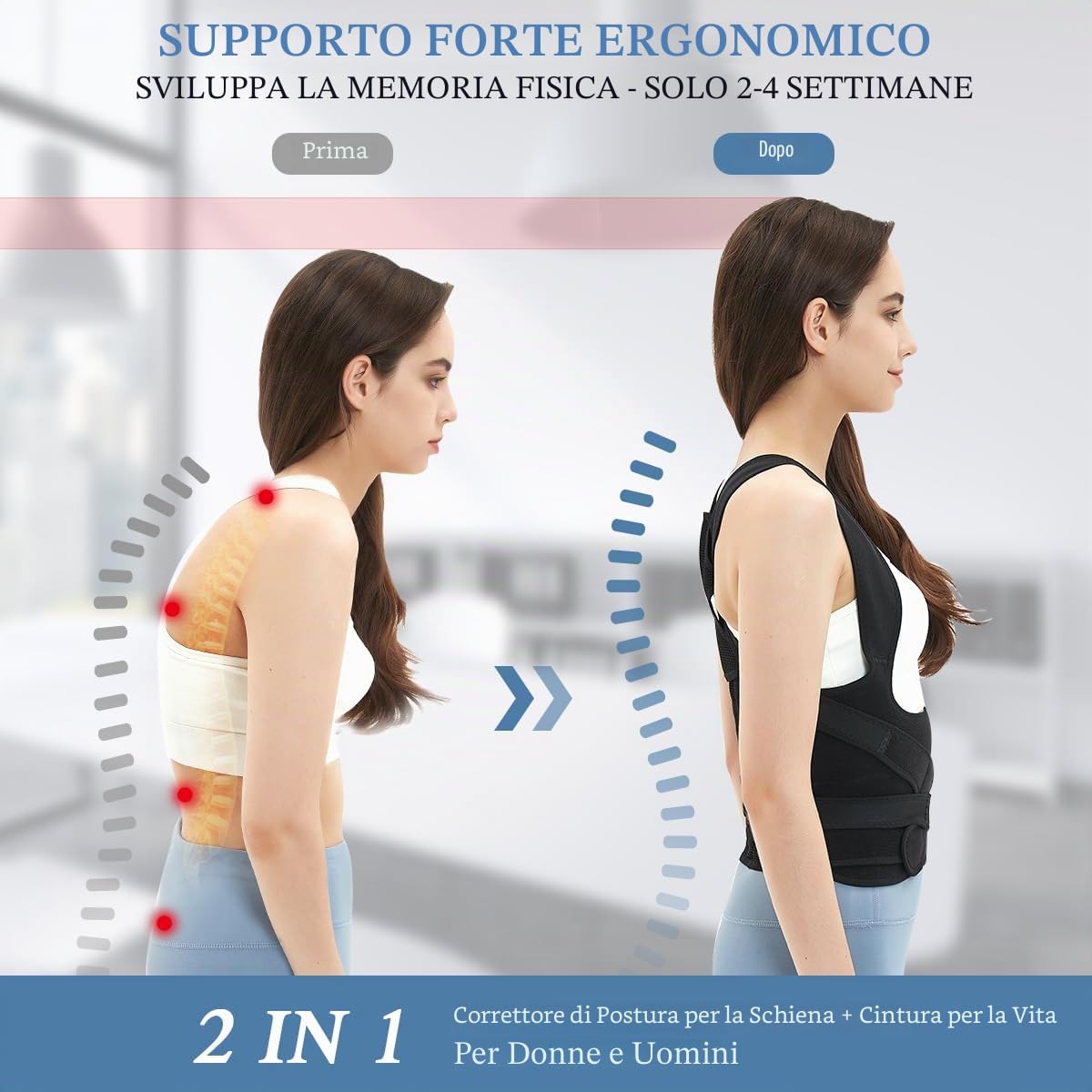 Correttore Posturale Spalle Schiena, Busto Correttore Posturale per Donne Uomini Regolabile Fascia Posturale Spalle e Schiena Invisibile Sotto i Vestiti Schiena Dritta Alleviare Collo Spalle