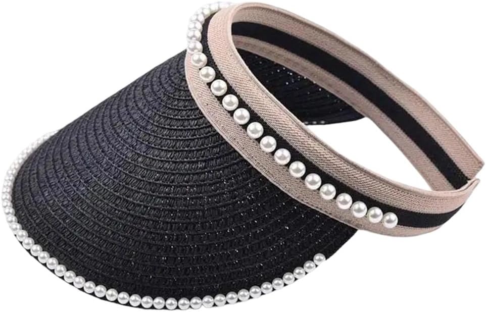 Women's Empty Top Straw Cap Wide Brim Summer Outdoor Travel Beach Visor