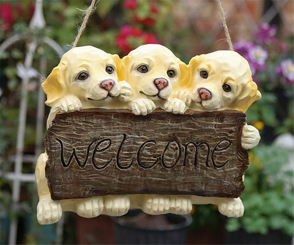 犬3匹ウェルカムオーナメント　ライムストーン　壁掛け Amazon.co.jp: tonntyann ガーデンオーナメント ドッグ 置物 樹脂 飾り