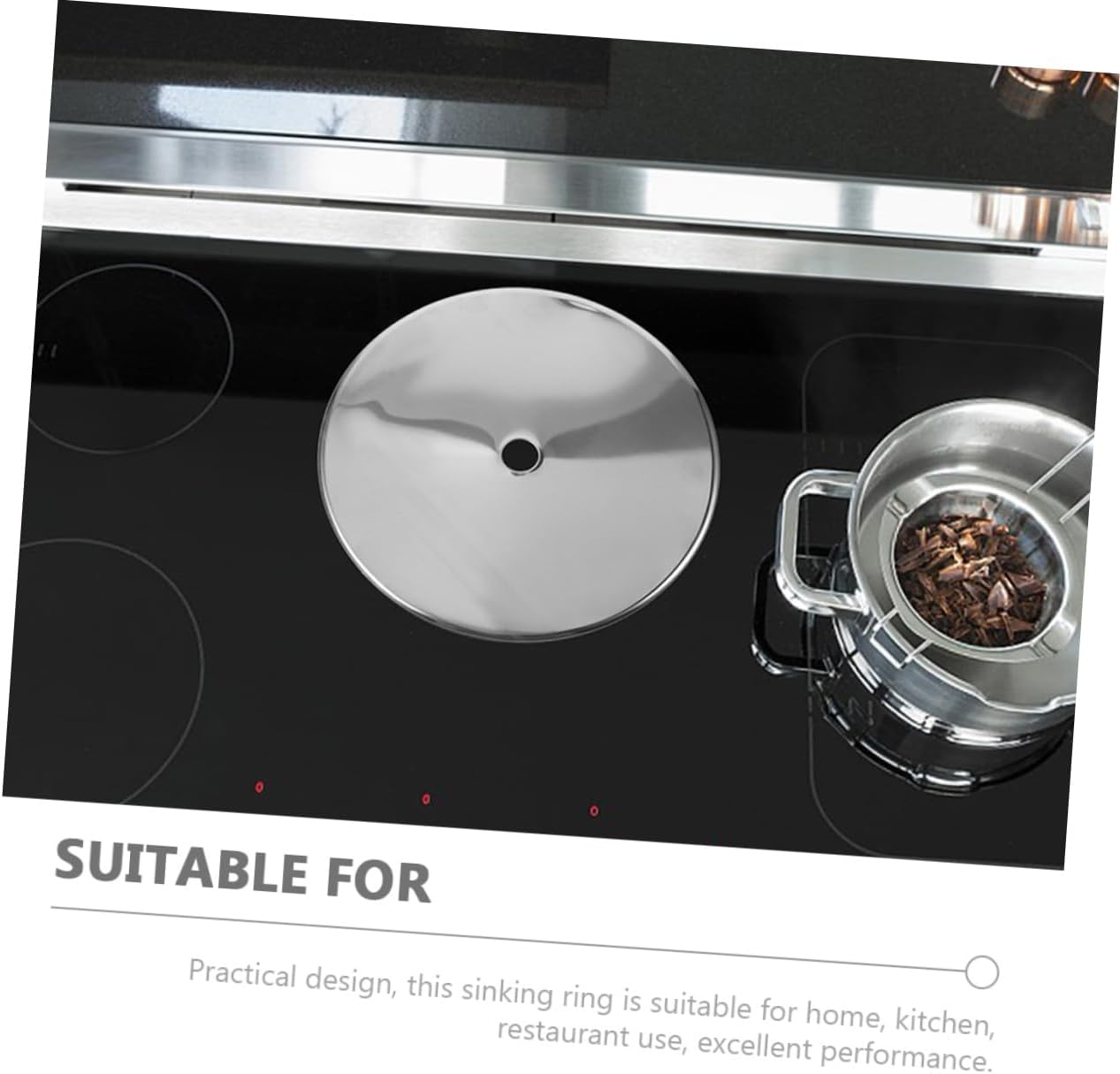 1pcs Induction Cooker Heat Diffuser Plate Thick Stainless Steel Heat Diffuser Ring for Hot Pot Tables and Electric Stoves Sinking Design Easy to Use and Prevents Food Overflow