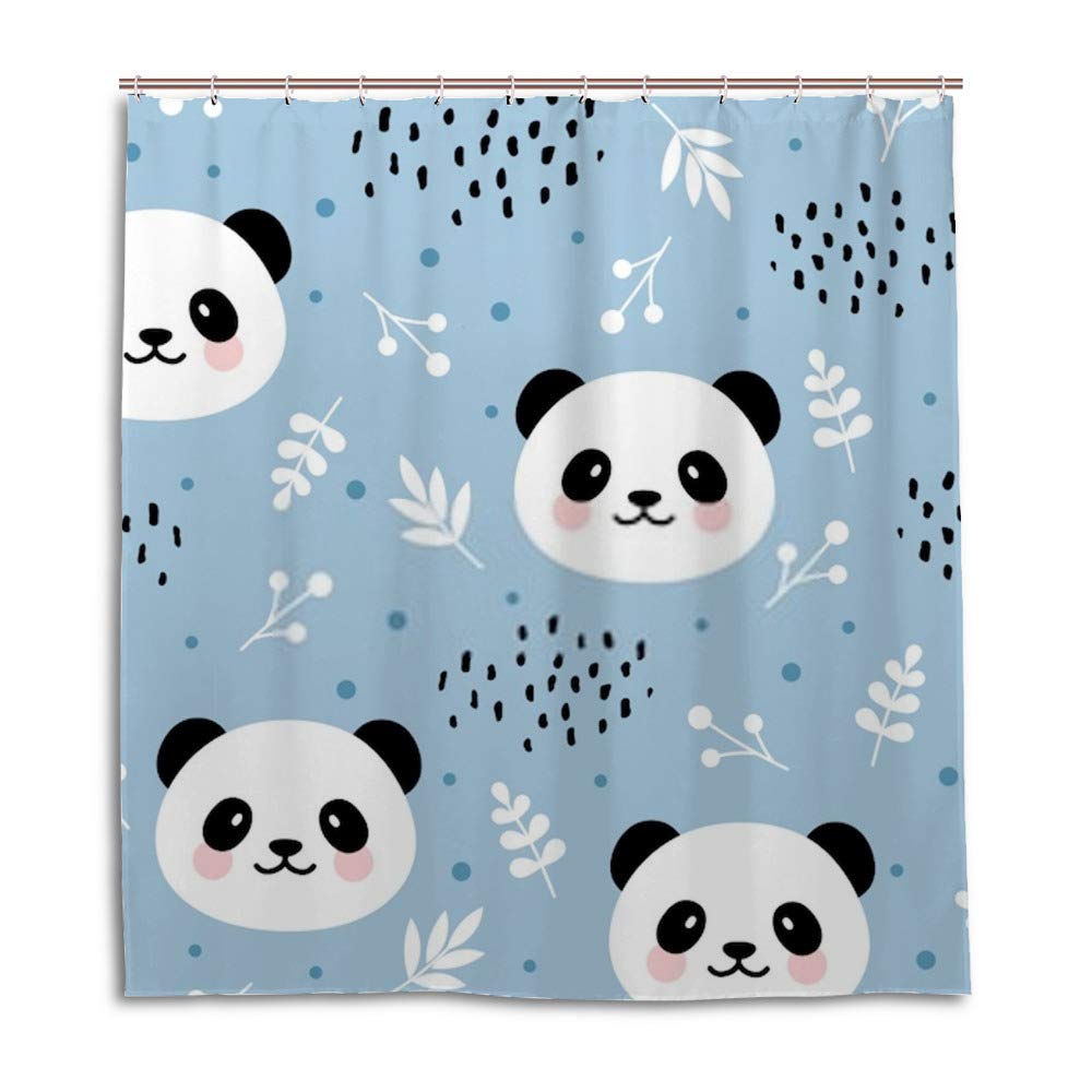 Rideau de douche de qualité supérieure en tissu polyester à motif panda avec doublure étanche intégrée