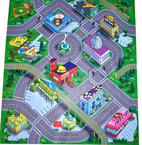 Silli Me Downtown Felt Play Mat with Train Track and Roads