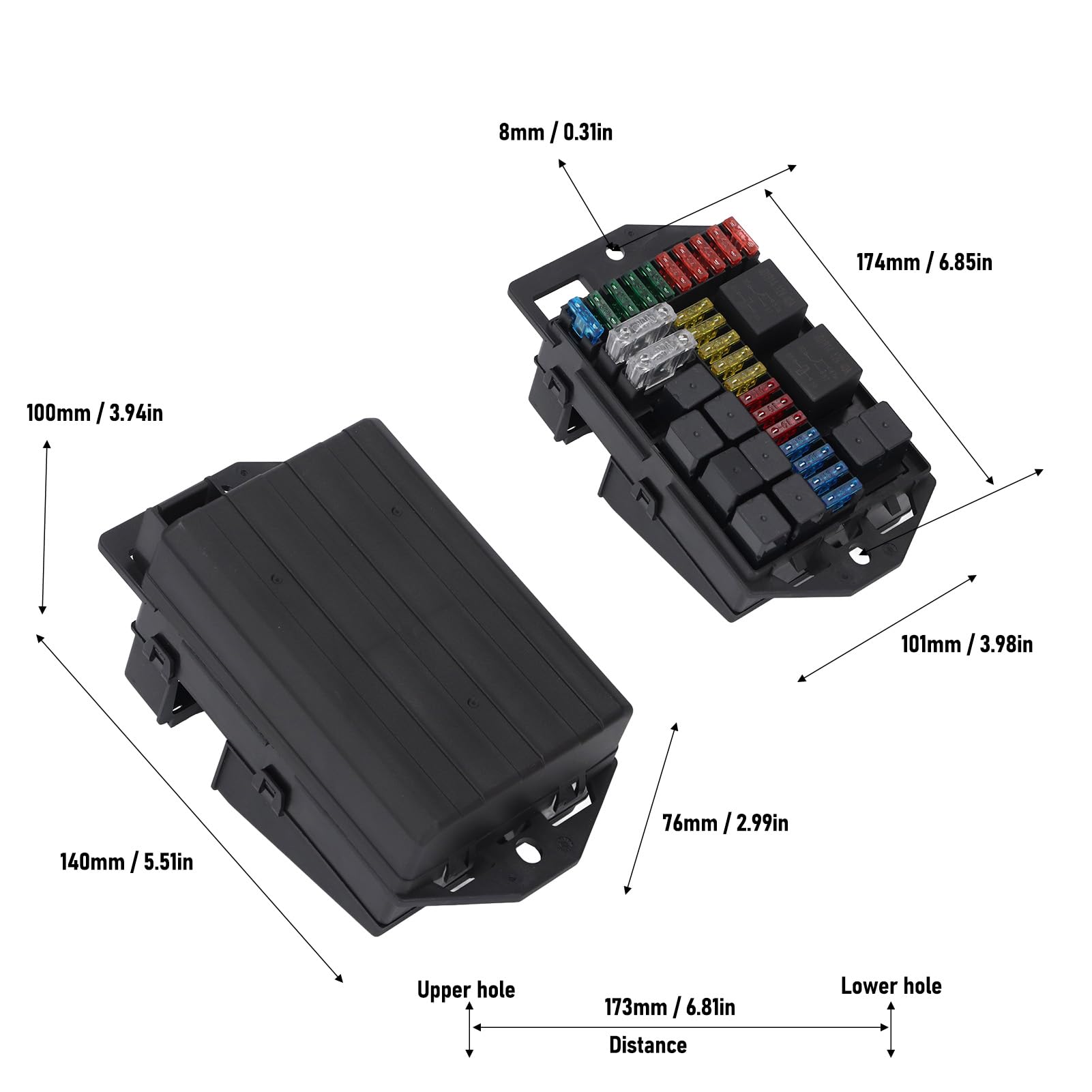 Scatola relè fusibile SustVita Blade 12V con fusibile ATO 24 ATC e 11 relè, scatola fusibile relè automobilistico a 4 e 5 pin per applicazioni marine, automobili e camion