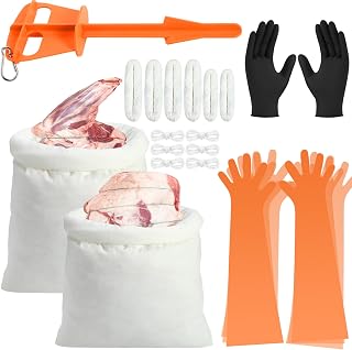 Honoson 25 Pcs Elk Hunting Field Dressing Kit with 6 Pack Elk Hunting Meat Game Bag, 12 Pairs Field Dressing Gloves, Deer Cleaning Tool for Caribou Deer Moose Antelope