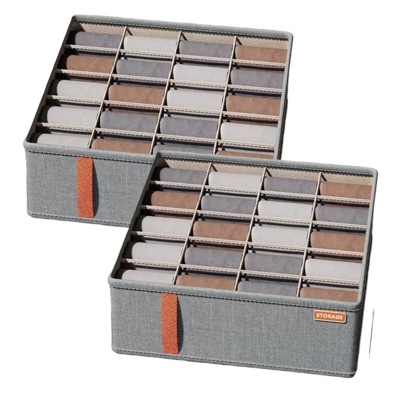 Genérico Organizador cajones armario 2 pcs,20 celdas plegable,Organizador Armario Ropa con Compartimento para Calcetines,organizador cajones,almacenaje para Bragas, pañuelos,corbatas. 32x32x11cm