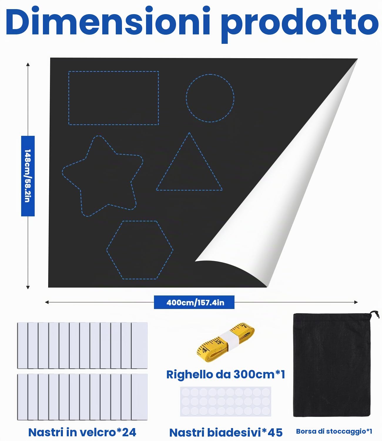 Tenda oscurante per interni, 400 x 148cm, 100% oscurante, tenda a rullo per interni, oscuranti finestre, tenda oscurante finestra, protezione solare, facile da installare, portatile per viaggio