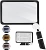 5X Sheet Magnifying Glass with Led Light, Ultra Bright Led Full Page Magnifiers for Reading Books Small Print Map Newspaper, Anti Glare Handheld Magnifier Glasses for Low Vision Person
