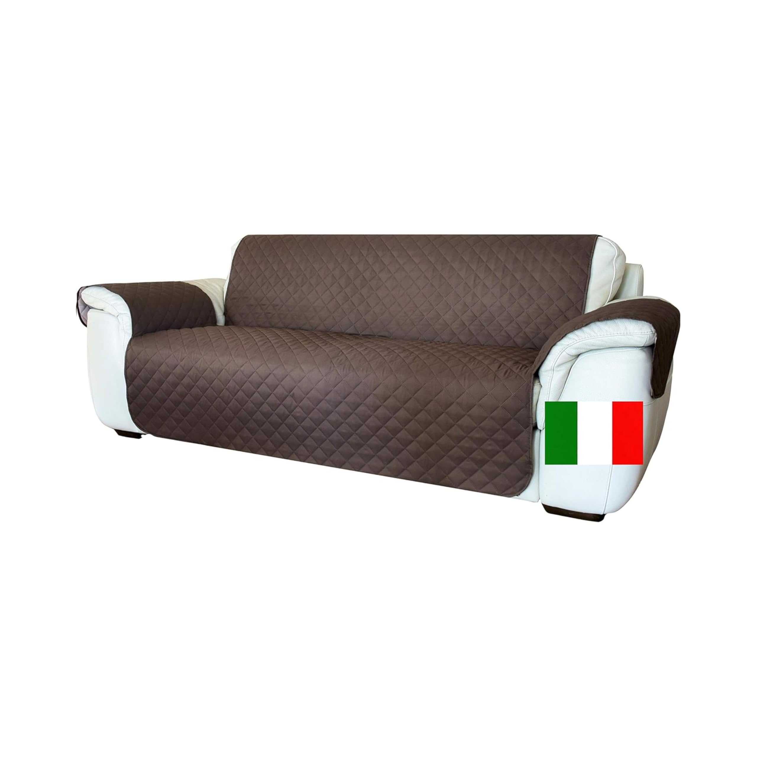 Moonange - Copridivano 4 Posti - Copridivano con Braccioli - Seduta 200 cm - Impermeabile - Reversibile - Antiscivolo - Antimacchia - Antigraffio - Antipelo - Copridivano moderno - Marrone