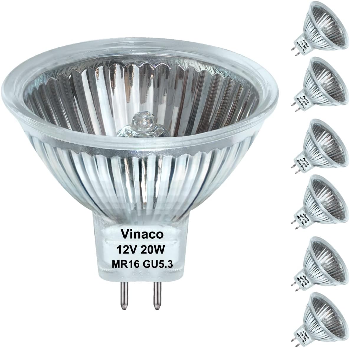 Vinaco MR16 Halogen Bulb 20W 12V, 6 Pack MR16 Bulb Dimmable