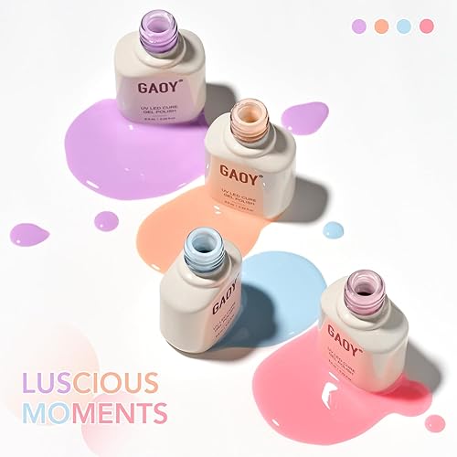 Miniatura 47 de GAOY Juego de 23 esmaltes de uñas de gel, colores otoñales, marrón, rojo, verde, purpurina, kit de uñas de gel de curado con luz UV, capa superior