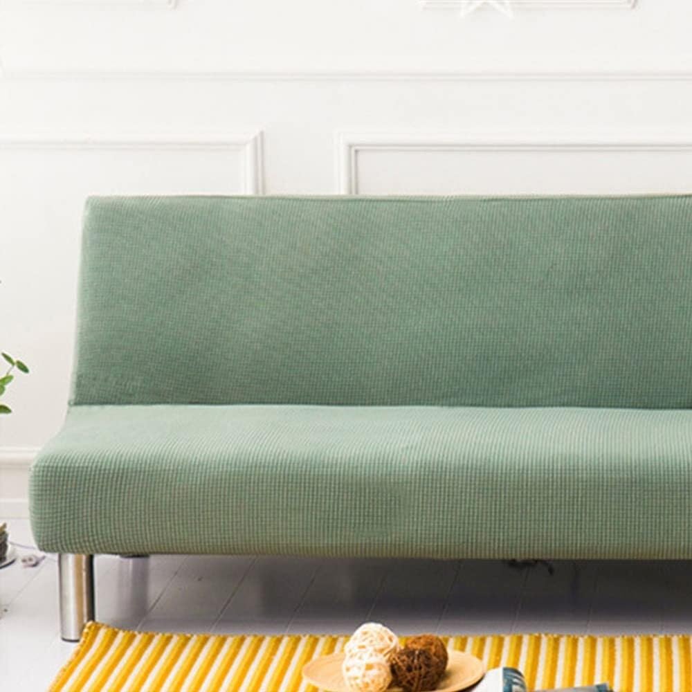 WWQQKJ Solid Color 2/3 Seater Stretch Sofa Cover Without Armrests, Stain Resistant Sofa Bed Slipcover Washable Non-Slip Foldable Click Clack Sofa Cover(Verde Chiaro,190-230cm)