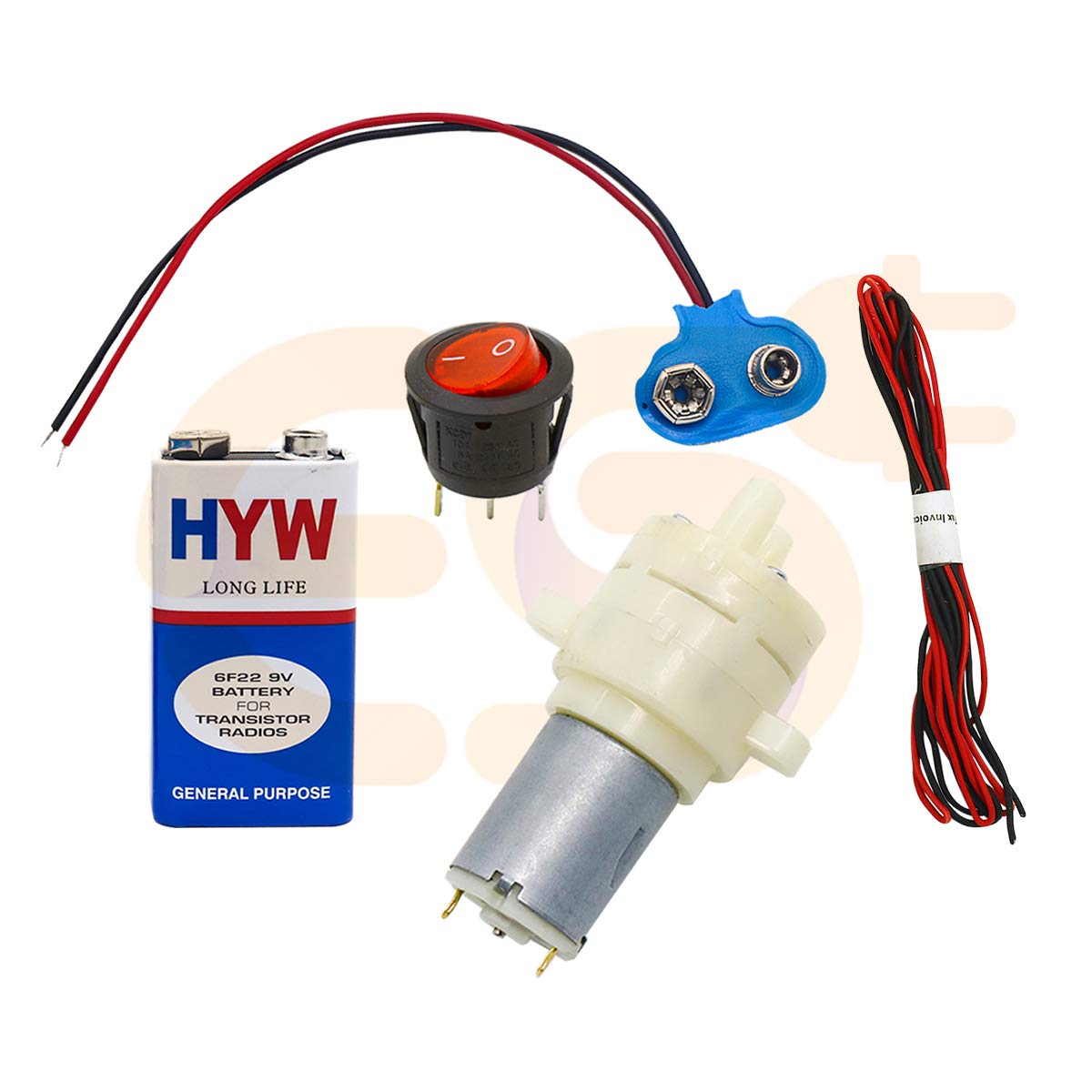 Electronic Spices Starter Project kit For Diy Mini Air pump R385 Pump + 9v Battery + 9v Battery clip + Round Rocker Switch + 2M wire (B08WZBVDNR) Amazon Price History, Amazon Price Tracker