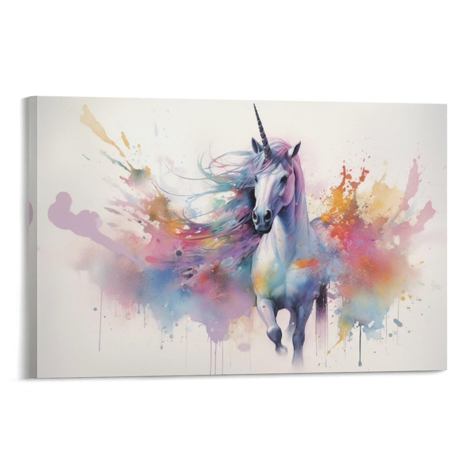 AYAROS Cute Unicorn Printed Canvas Posters Abstract Colorful Fantastic Animal Wall Decor Suitable for Living Rooms Bedroom Framed 08x12 inch