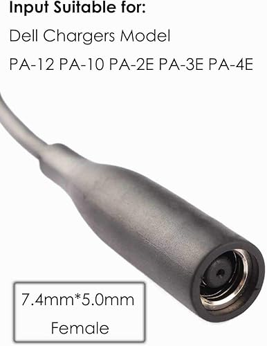 Miniatura 4 de Cable convertidor adaptador de punta de 7,4 a 0.177 in para Dell D5g6m 0d5g6m M3800 XPS 12 13 9350 3960 15 5930 5950 Inspiron 11 13 14 15 17 3000